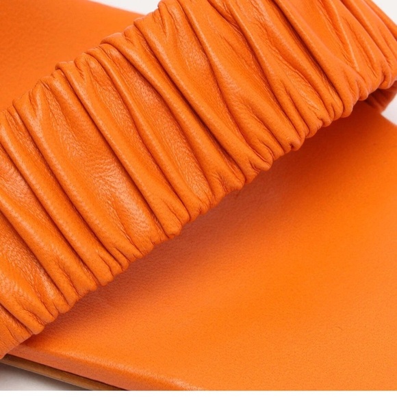 SCHUTZ Lirah Orange Ruched Strap Block Heel Sandals 6.5M - Picture 6 of 10